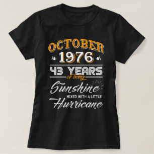 Camiseta Em outubro de 1976 presentes do aniversário da