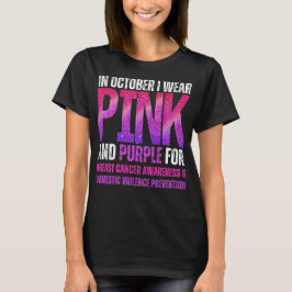 Camiseta Em outubro eu visto rosa e roxo para o câncer de m