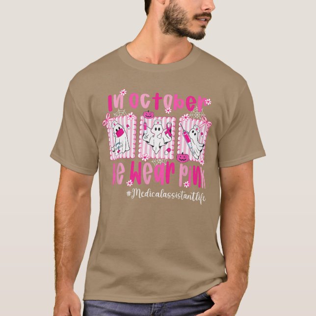 Camiseta em outubro nós usamos rosa Assistente Médico Vida  (Frente)