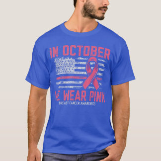 Camiseta em outubro nós Usamos Rosa Bandeira dos EUA Contra