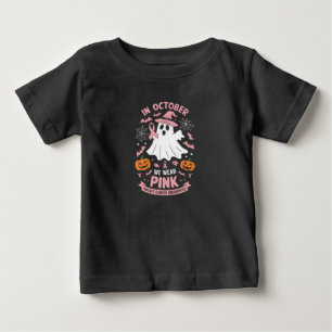 Camiseta Em Outubro Nós Usamos Rosa Bruxa Fantasma Câncer d