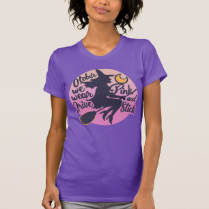 Camiseta Em Outubro Nós Usamos Rosa Bruxa Guerreira Câncer