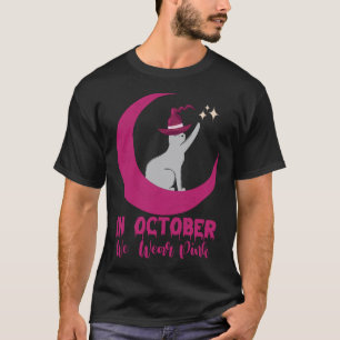 Camiseta Em Outubro Usamos Gatos Rosa Conscientização do Câ