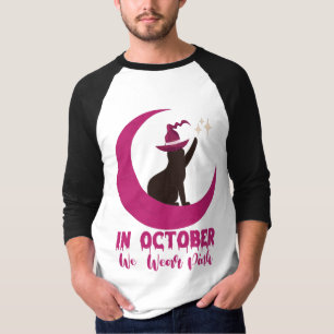 Camiseta Em Outubro Usamos Gatos Rosa Conscientização do Câ