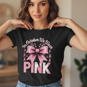 Camiseta Em Outubro Usamos Rosa Conscientização do Câncer d