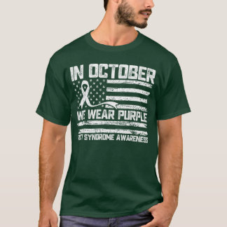 Camiseta em outubro usamos roxo conscientização da síndrome