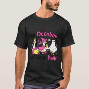 Camiseta Em outubro use peito de ganso abóbora rosa