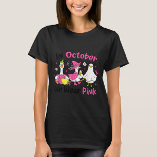 Camiseta Em outubro use peito de ganso abóbora rosa
