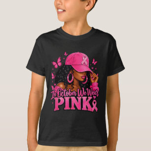 Camiseta Em outubro use rosa mulheres negras câncer de mama