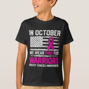Camiseta Em outubro use rosa para câncer de mama de guerrei