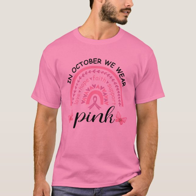 Camiseta Em outubro, Vestimos a consciência cor-de-rosa do  (Frente)