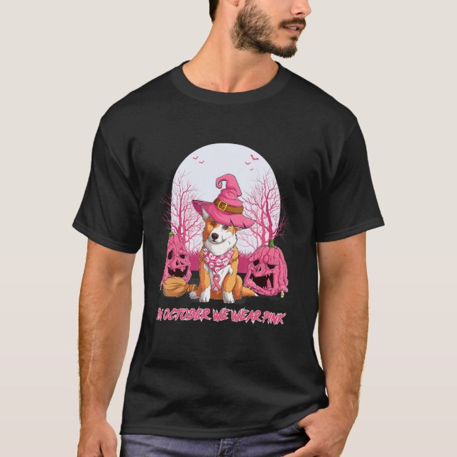 Camiseta Em outubro, Vestimos a fantasia de Halloween de Co (Frente)