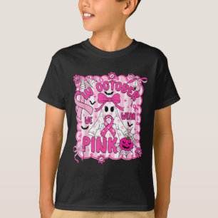 Camiseta Em outubro, Vestimos A Sensibilização Do Cancer De