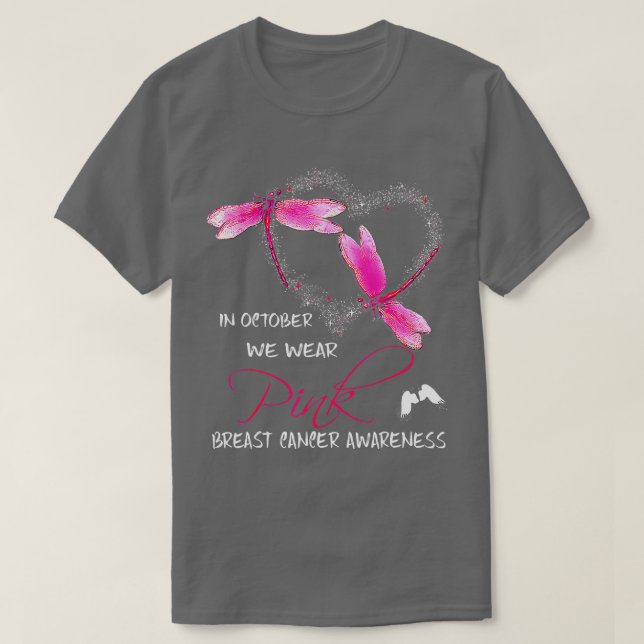Camiseta Em outubro, Vestimos a Sensibilização do Cancer ro (Frente do Design)