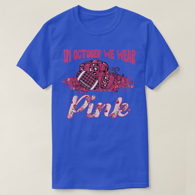 Camiseta Em outubro, Vestimos Awa, Cancer de futebol rosa (Frente do Design)