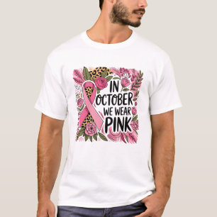 Camiseta Em outubro, Vestimos Boho do Cancer de Mama rosa-p
