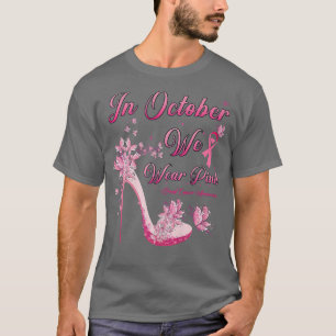 Camiseta Em outubro, Vestimos Borboletas Rosa Altos Picos P