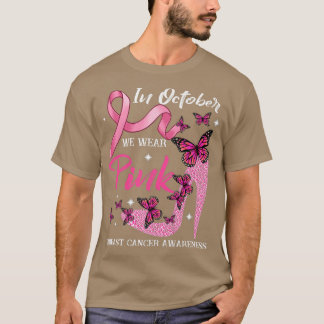 Camiseta Em outubro Vestimos Borboletas Rosa Cancer