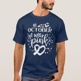 Camiseta Em outubro Vestimos Borboletas Rosa Cancer