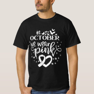 Camiseta Em outubro Vestimos Borboletas Rosa Cancer