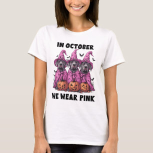 Camiseta Em outubro, Vestimos Breas De Dia das Bruxas Rosa