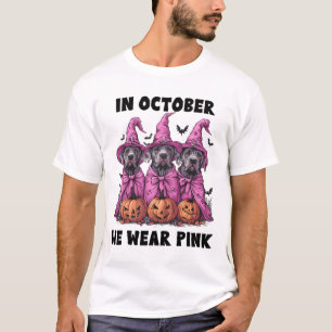 Camiseta Em outubro, Vestimos Breas De Dia das Bruxas Rosa 