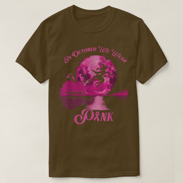 Camiseta Em outubro, Vestimos Cancer De Mama De Bruxa Engra (Frente do Design)