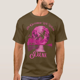 Camiseta Em outubro, Vestimos Cancer De Mama De Bruxa Engra