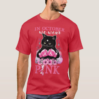 Camiseta Em outubro, Vestimos Cancer de Mama de Gato de Abó