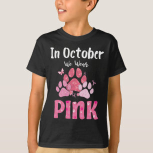 Camiseta Em outubro, Vestimos Cancer De Mama De Gato De Cão