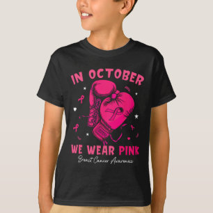Camiseta Em outubro, Vestimos Cancer de Mama de Luvas, cor-