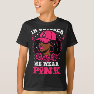 Camiseta Em outubro, Vestimos Cancer de mama preto-rosa