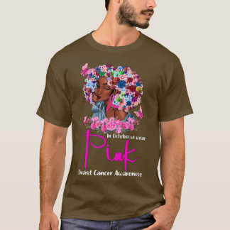 Camiseta Em outubro, Vestimos Cancer de mama preto-rosa
