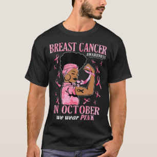 Camiseta Em outubro, Vestimos Cancer de mama preto-rosa