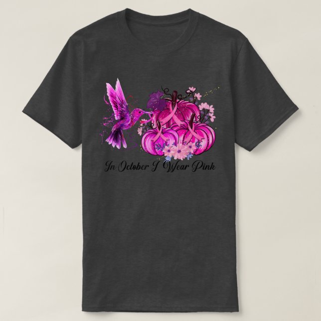 Camiseta Em outubro, Vestimos Cancer de Mama Rosa de Hummin (Frente do Design)