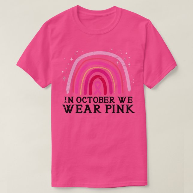 Camiseta Em outubro, Vestimos Cancer rosa-arco-íris no  (Frente do Design)