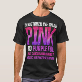 Camiseta Em outubro, vestimos cancer rosa e roxo da mama