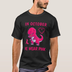 Camiseta Em outubro Vestimos Coração de Ribons do Cancer 