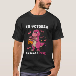 Camiseta Em outubro, Vestimos Dinossauros Cor-de-Rosa, Cria