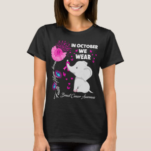 Camiseta Em outubro Vestimos Elefante De Cancer De Mama Ros