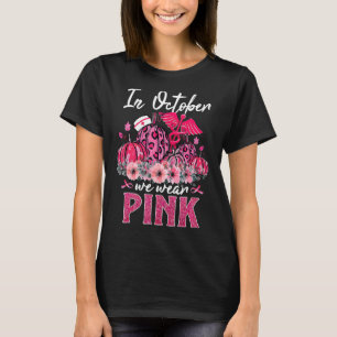 Camiseta Em outubro Vestimos Enfermeira Rosa A Vida Pumpkin