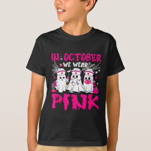 Camiseta Em outubro Vestimos Enfermeira Rosa Ghost Hallowee