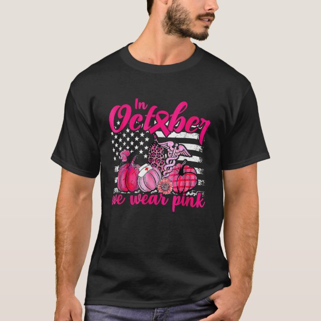 Camiseta Em outubro, Vestimos Enfermeira Rosa-Pumpkin Mama- (Frente)