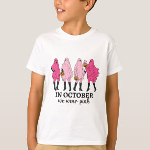 Camiseta Em outubro, Vestimos Fantasma Frio-Cancer Engraçad