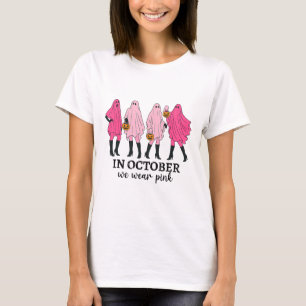 Camiseta Em outubro, Vestimos Fantasma Frio-Cancer Engraçad