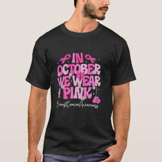 Camiseta Em outubro, Vestimos Fita de Arco Colchete Rosa