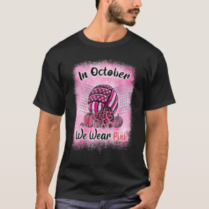 Camiseta Em outubro, Vestimos Fita Rosa De Voleibol Rosa Fr