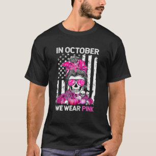 Camiseta Em outubro, Vestimos Fita Rosa Fita Crânio Má Arma