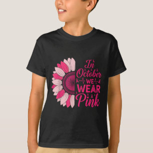 Camiseta Em outubro, Vestimos Fita Rosa Fita De Girassol Ca