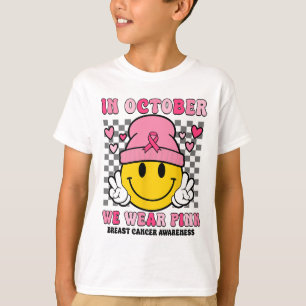 Camiseta Em outubro Vestimos Fita Rosa Ghost Halloween Bre